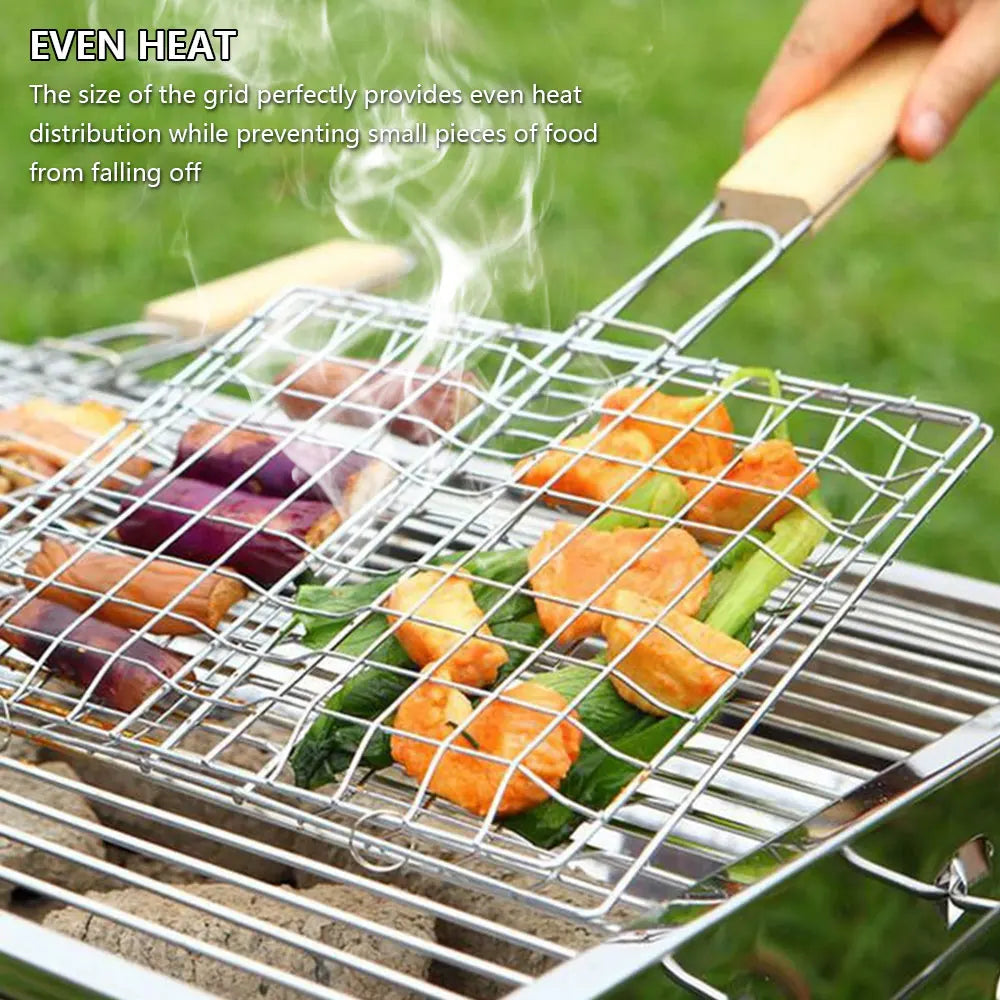 Stainless Steel Folding BBQ Grilling Basket – Fish, Meat & Veg BBQ Grilling Basket Nixie
