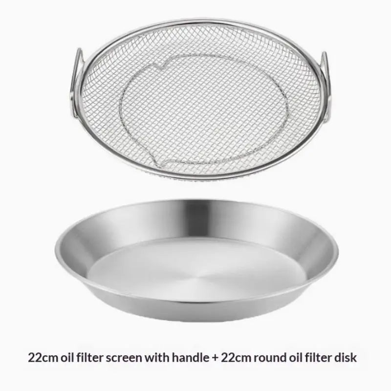 Stainless Steel Oil Filter Tray & Frying Mesh Basket Kitchen Strainer Basket Nixie