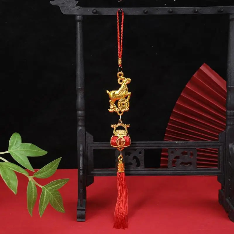 2027 Chinese New Year Goat Hanging Ornament Red Tassel Decor Festive Hanging Ornament Nixie