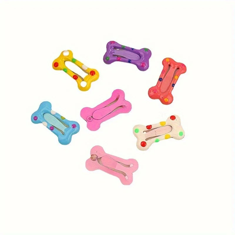 10pcs Multicolor Bone Snap Pet Hair Clips – Dogs & Cats Pet Hair Clips Nixie