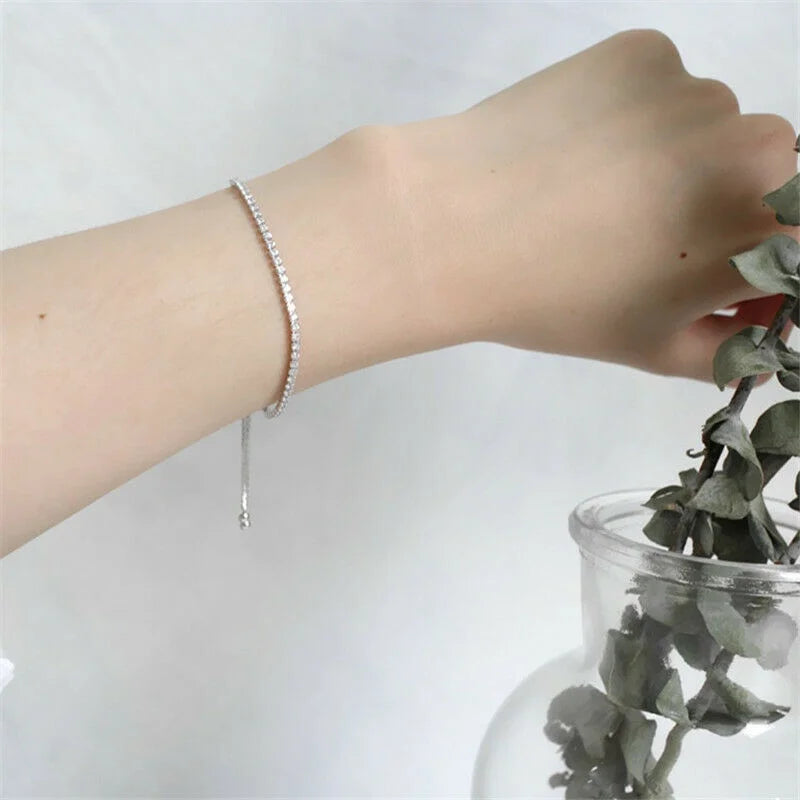 Adjustable Crystal Charm Bracelet 925 Silver Plated Cuff Bangle Charm Cuff Bracelet Nixie