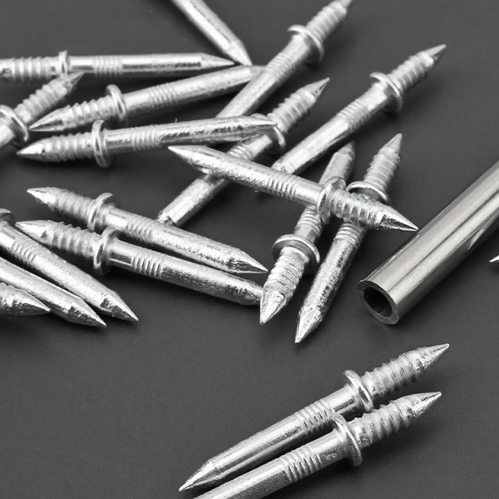 100Pcs Double-Head Skirting Nails with Sleeve – Rust-Proof Steel