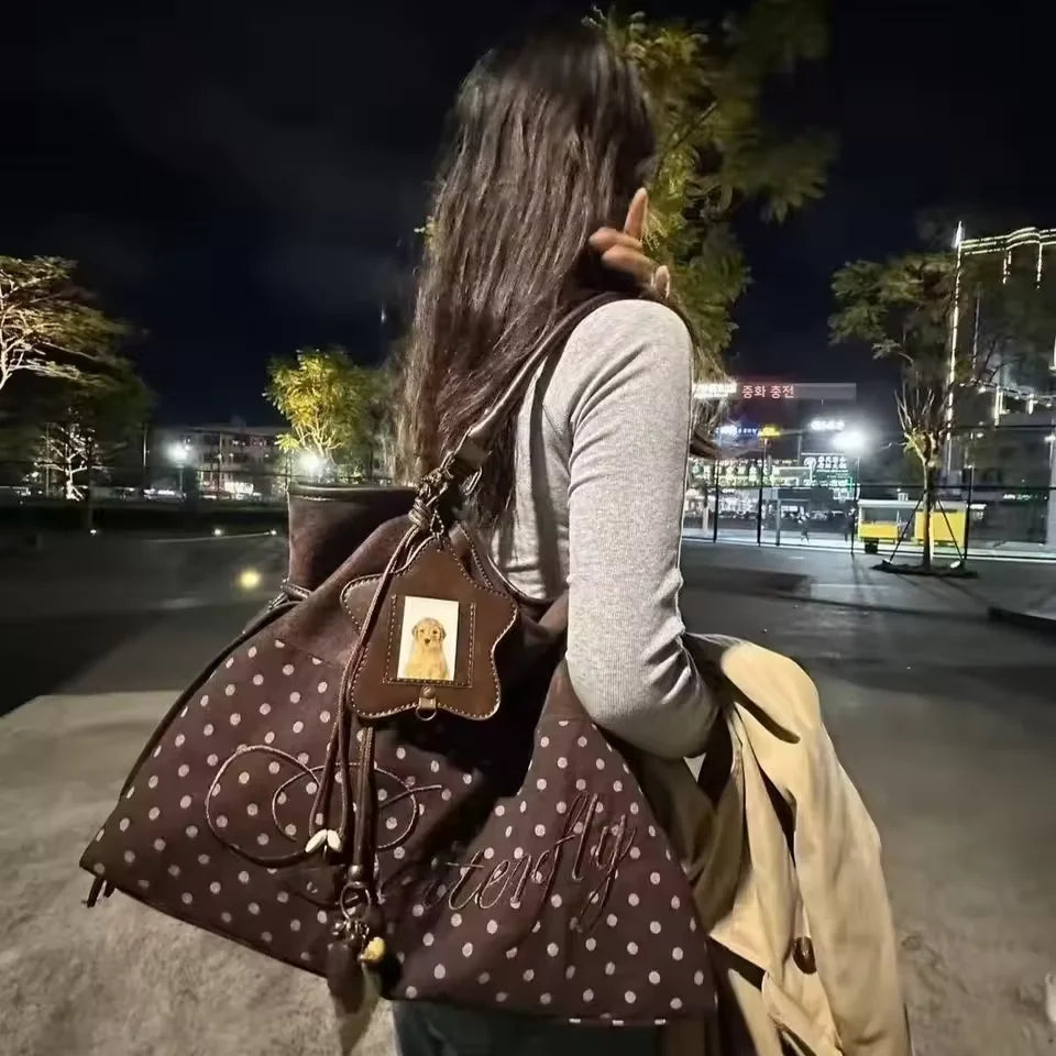Y2K Leopard Print Tote Bag Large Capacity Women's Shoulder Bag Women's Tote Bag Nixie