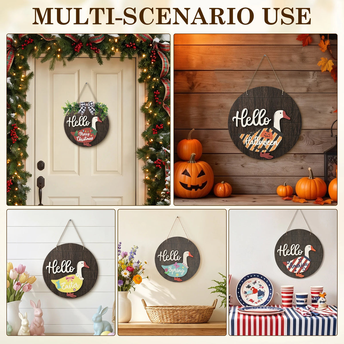 Interchangeable Wooden Goose Decor – 12 Seasonal Costumes Seasonal Home Decor Nixie