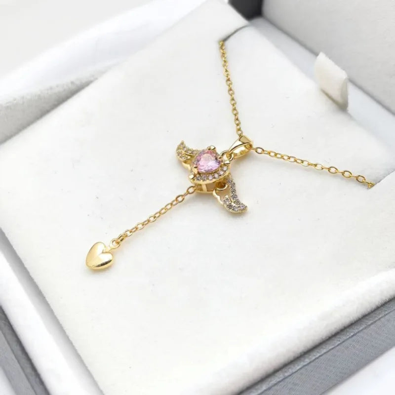Cupid Heart Copper Pendant Necklace – Women's Elegant Jewelry Pendant Necklace Nixie XL1997-013