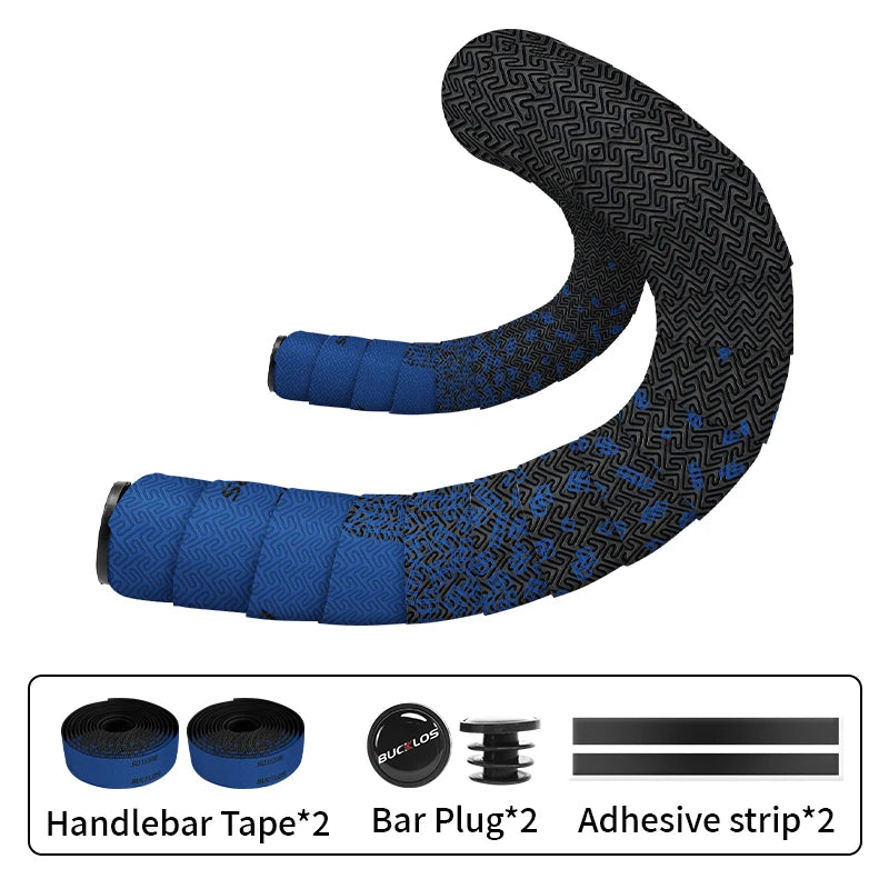 BUCKLOS Road Bike Handlebar Tape – Anti-Slip PU+EVA Bar Tape Bicycle Handlebar Tape Nixie BLUE