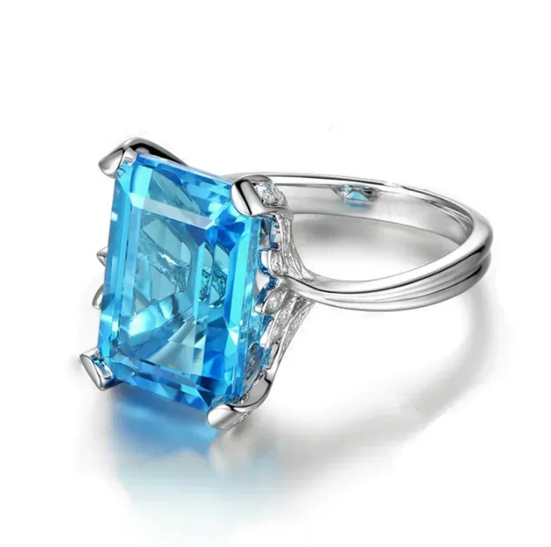 Silver Aquamarine Zircon Ring – Wedding & Engagement Sizes 6–10 Fashion Zircon Ring Nixie