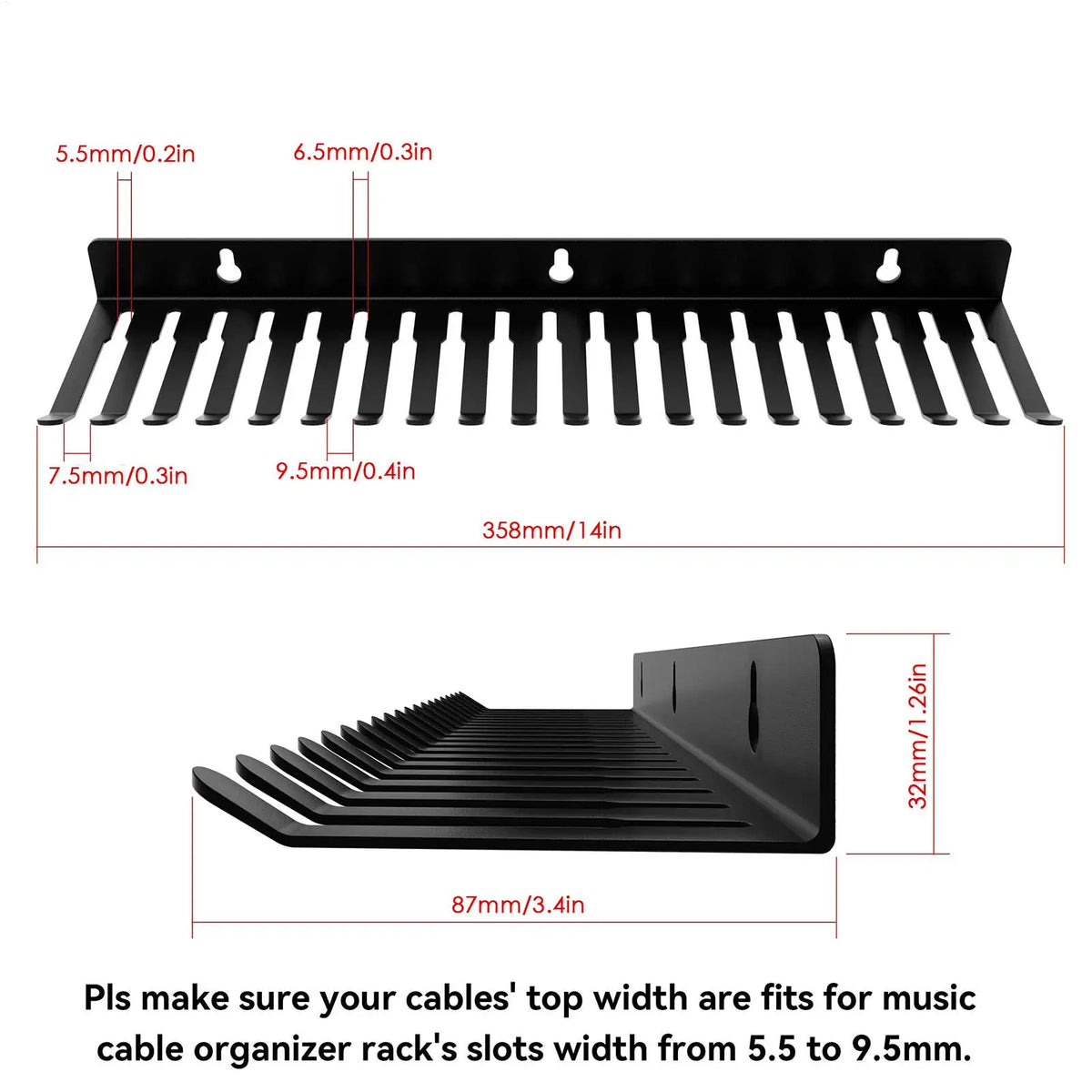 19-Slot Wall Mount Cable Hanger & Cord Organizer Rack