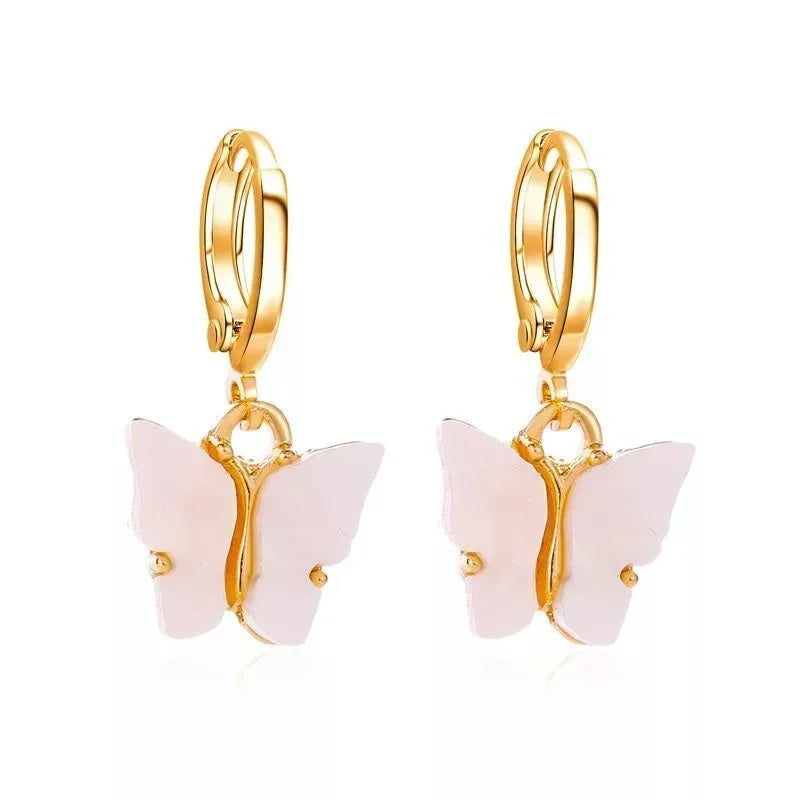 Glitter Butterfly Dangle Earrings – Korean Fashion Drop Jewelry