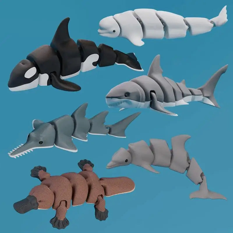 3D Printed Articulated Killer Whale Figurine | Desk & Car Decor Articulated Animal Figurine Nixie