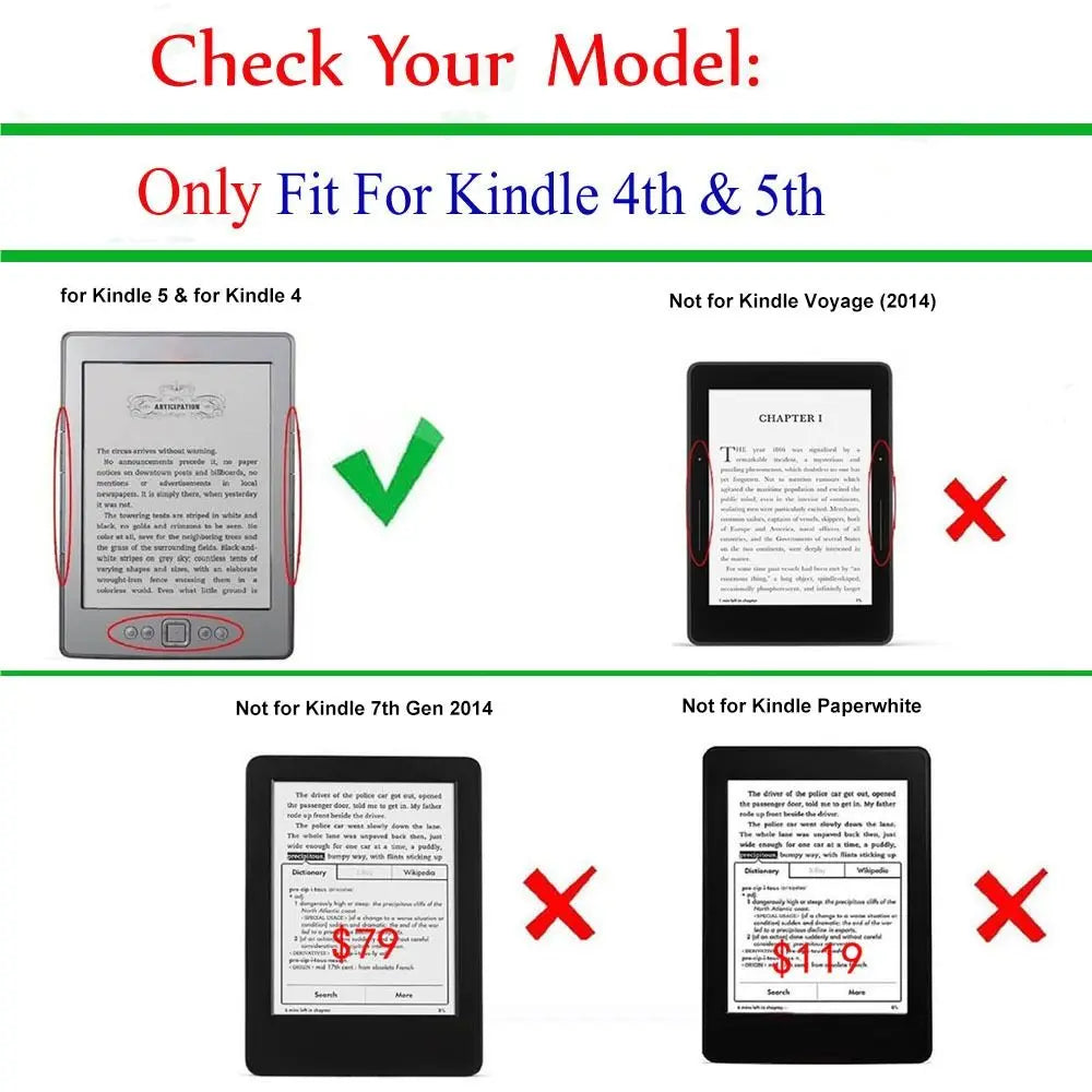 PU Leather Magnetic Folio Case for Kindle 4th/5th Gen D01100 E-Reader Folio Case Nixie