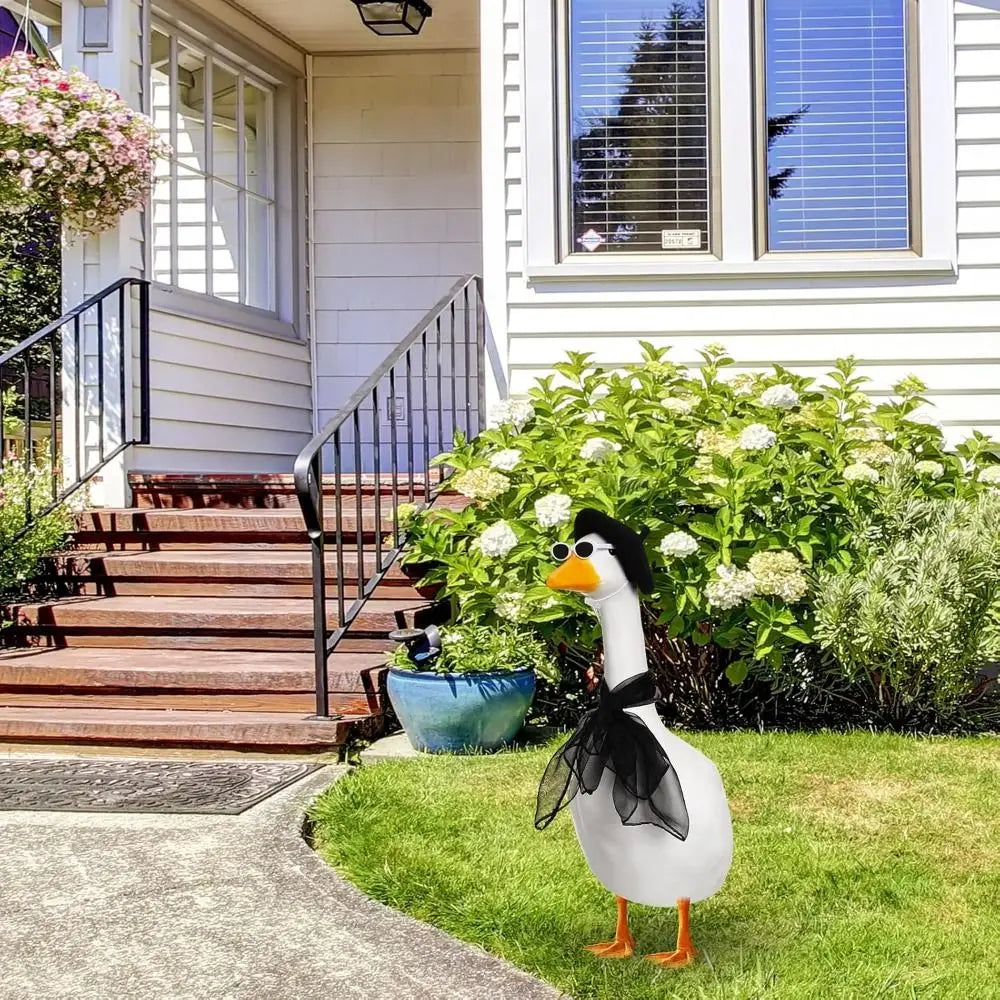 French Porch Goose Outfit Set – Funny Garden Costume Décor Goose Statue Costume Nixie