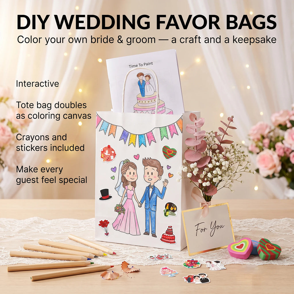 Kids Wedding Activity Pack – 12-Set Favor Kit with Coloring Books Wedding Activity Set Nixie