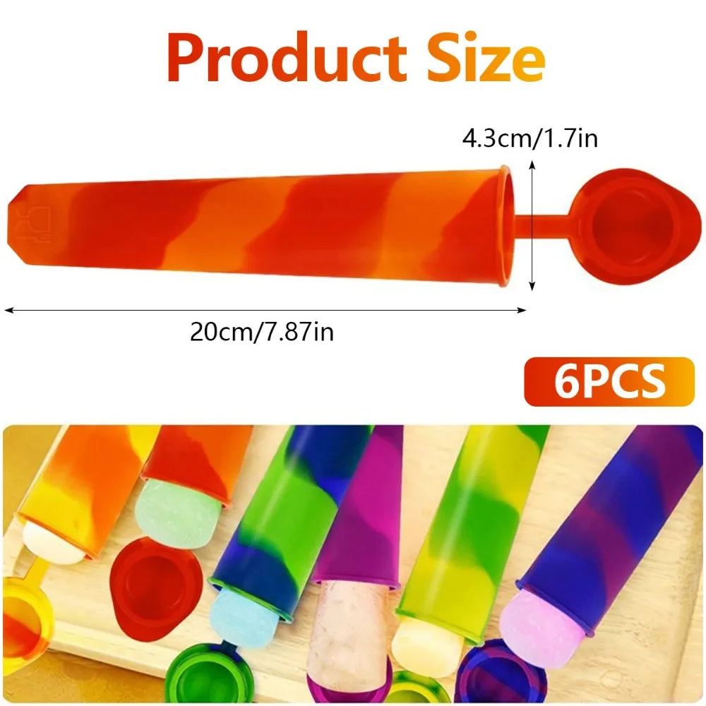 Silicone Popsicle Molds 6-Pack with Lids – Food Grade & Reusable Popsicle Mold Set Nixie