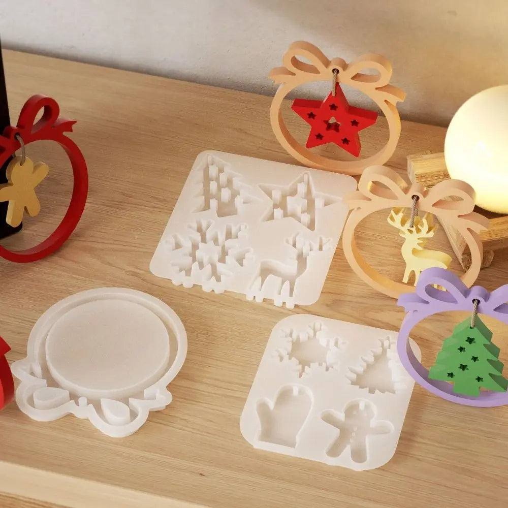 Christmas Silicone Mold – Resin Gypsum Snowflake & Elk DIY Craft Silicone Craft Mold Nixie