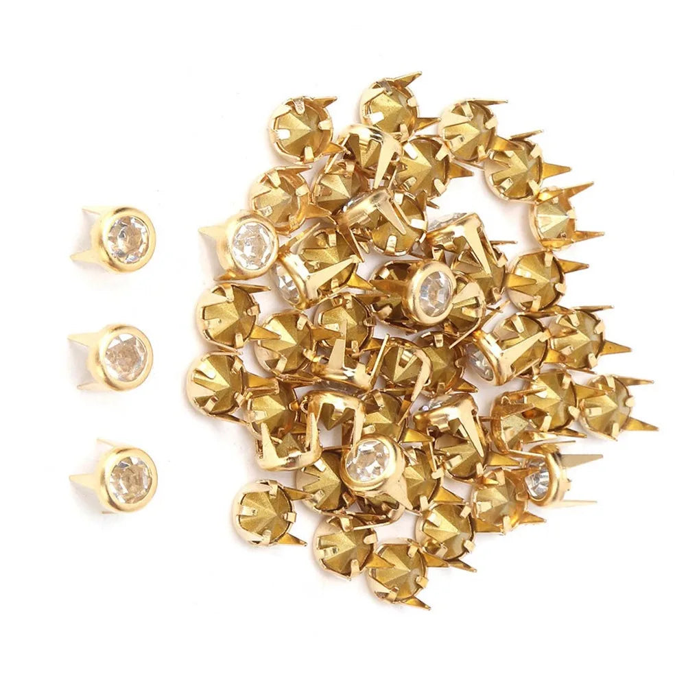 120pcs 6mm Round Rhinestone Studs Gold Silver Crystal Claw Beads DIY Rhinestone Stud Refills Nixie