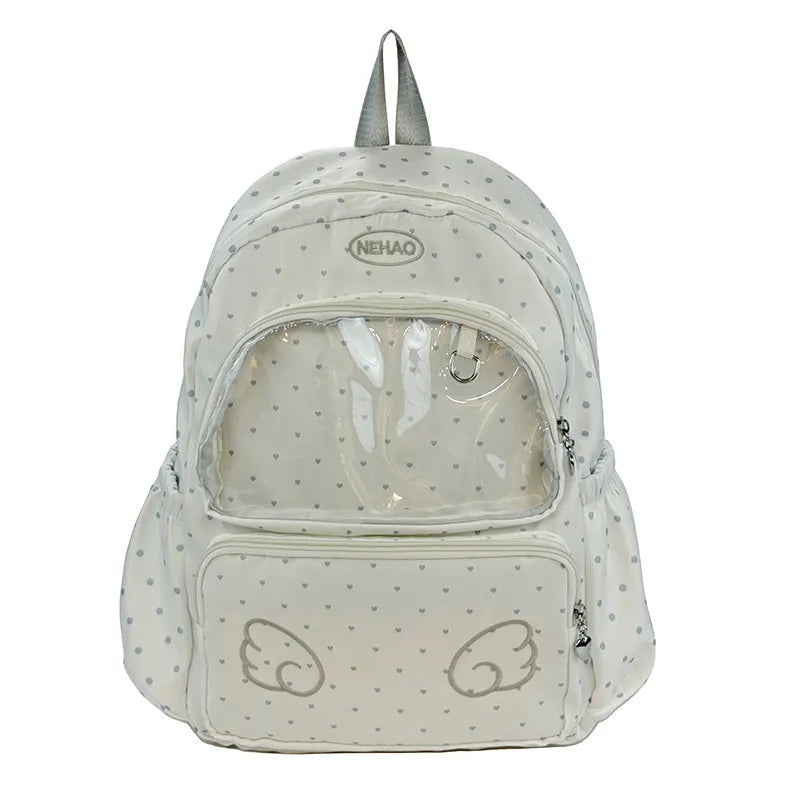Polka Dot Transparent Backpack – Korean Style Girls School Bag Transparent Backpack Nixie