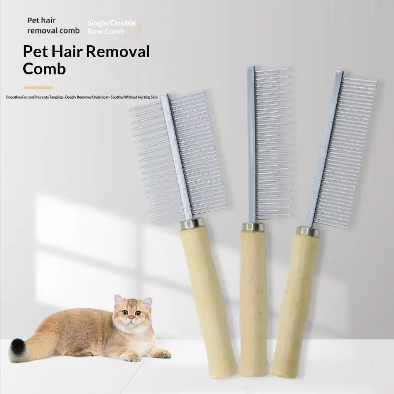 Pet Grooming Comb Wood Handle – Cats & Dogs Deshedding Tool Pet Grooming Comb Nixie