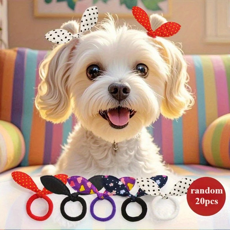20pcs Cute Pet Hair Bows with Rubber Bands for Dogs & Cats Pet Grooming Bows Nixie