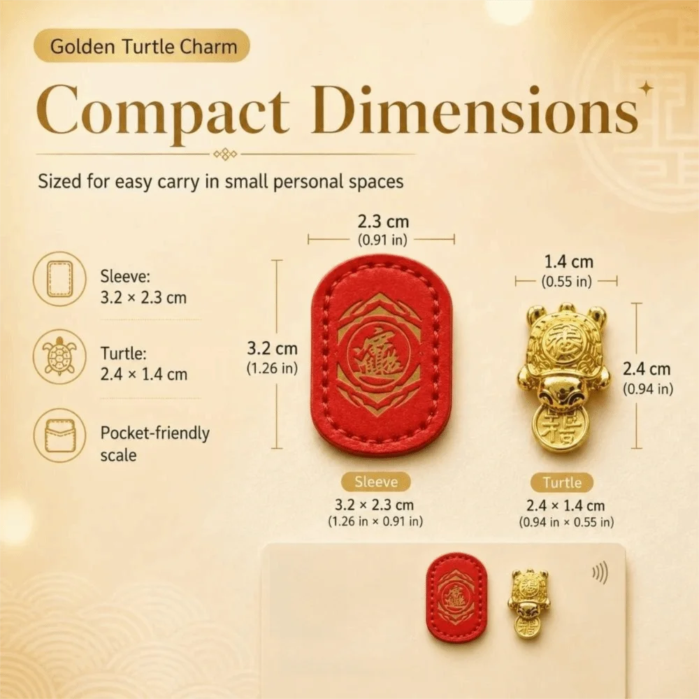 Brass Golden Turtle Charm with Leather Sleeve | Wallet Keepsake