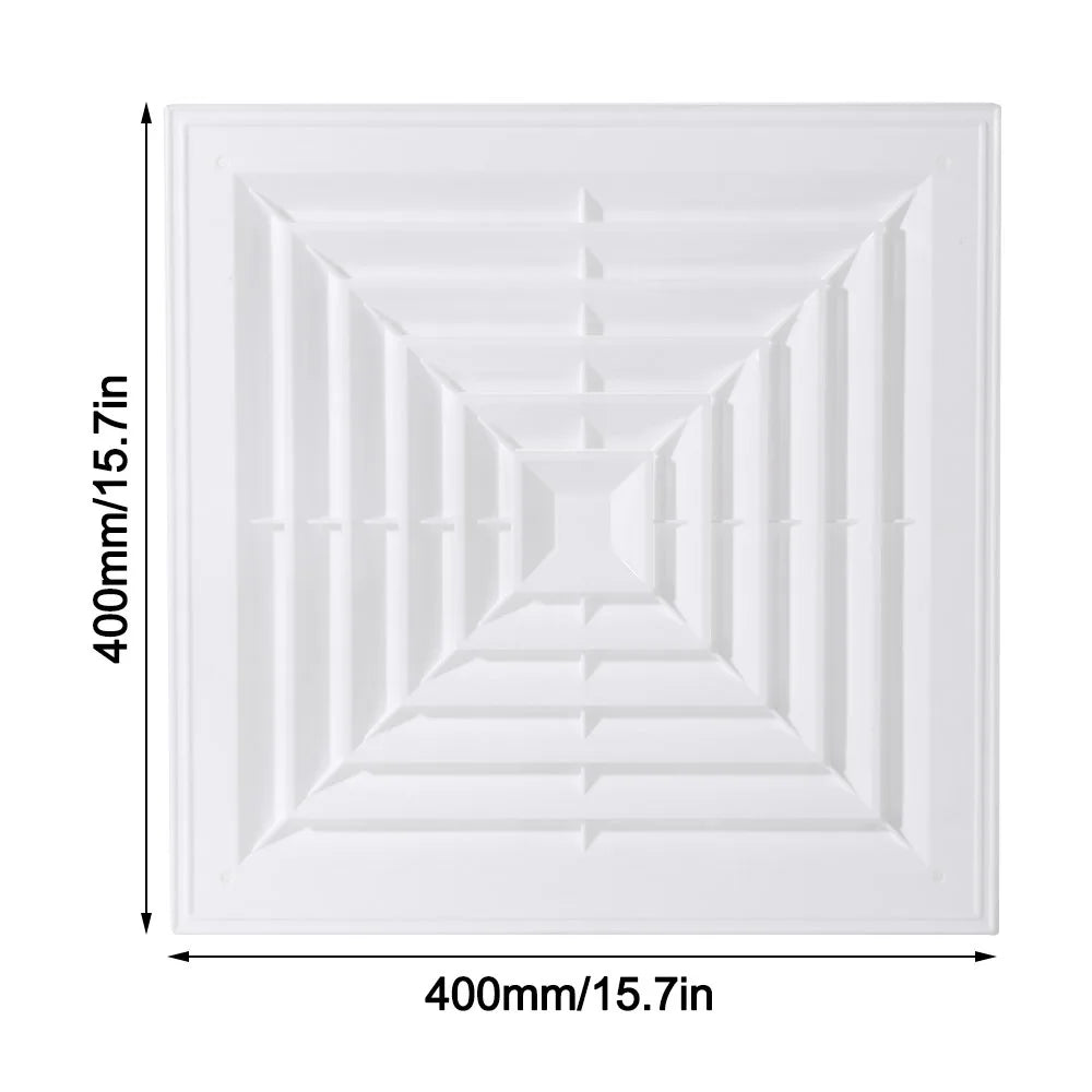 Square White Plastic Air Vent Grille with Flaps – Exhaust Fan Cover Air Vent Grille Cover Nixie 400x400mm