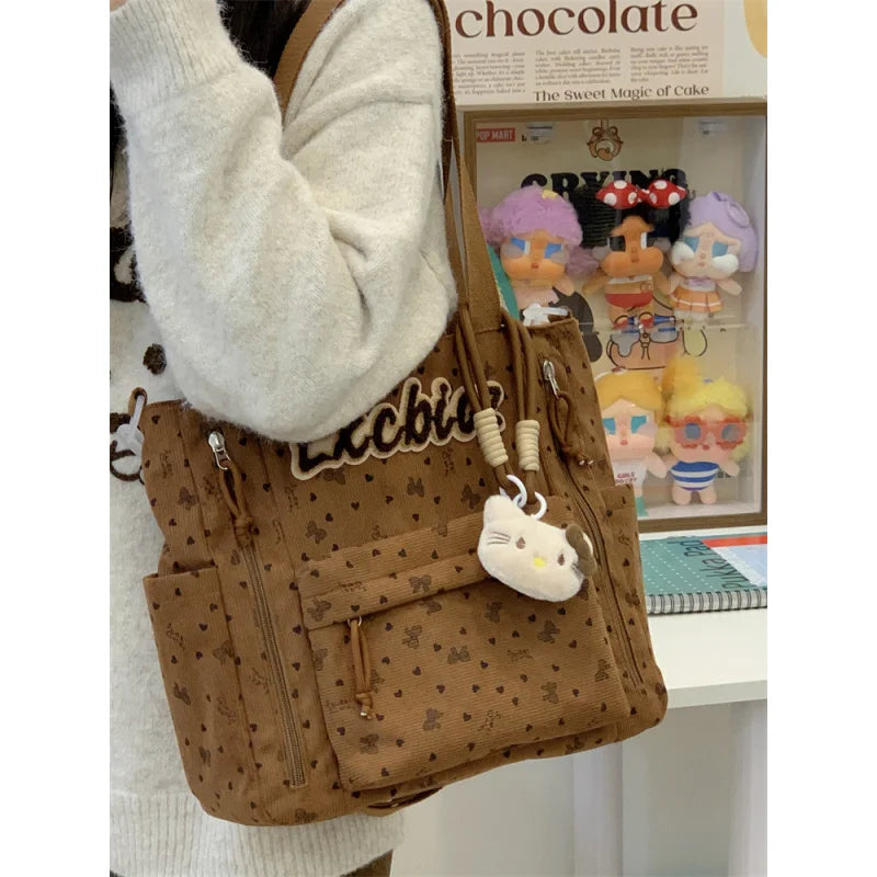 Nixie Corduroy Tote Bag – Large Capacity Women's Shoulder Bag Corduroy Tote Bag Nixie
