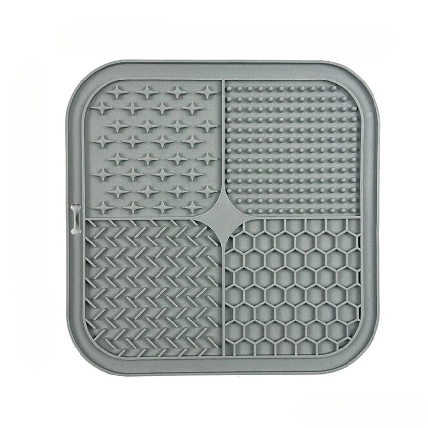 Dog Silicone Licking Mat with Suction Cups – Slow Feeder Pad Slow Feeder Mat Nixie Gray