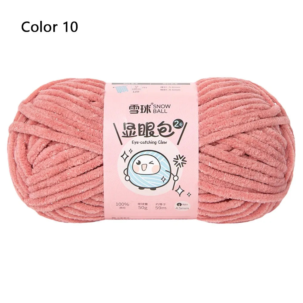 Soft Chenille Yarn 50g 59M 4.5mm – Shiny Chunky Knitting Yarn