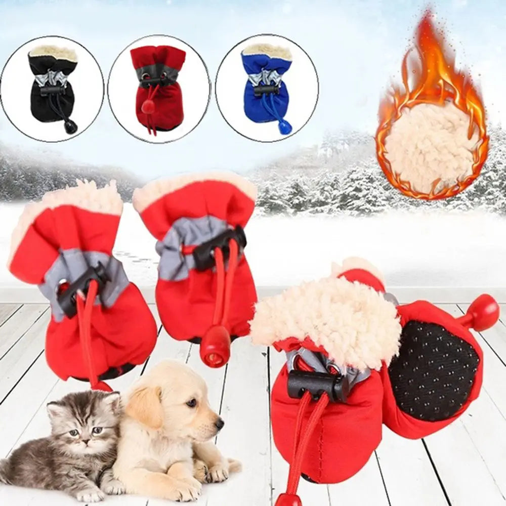4-Pack Winter Anti-Slip Dog Boots – Warm Puppy Snow Shoes Dog Boots Nixie