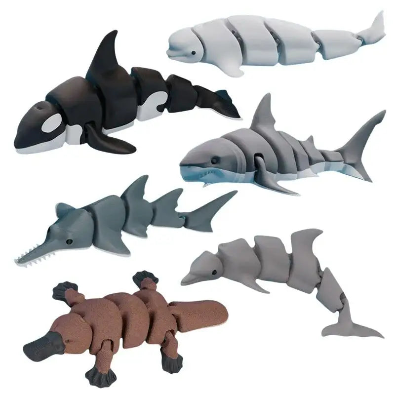 3D Printed Articulated Killer Whale Figurine | Desk & Car Decor Articulated Animal Figurine Nixie