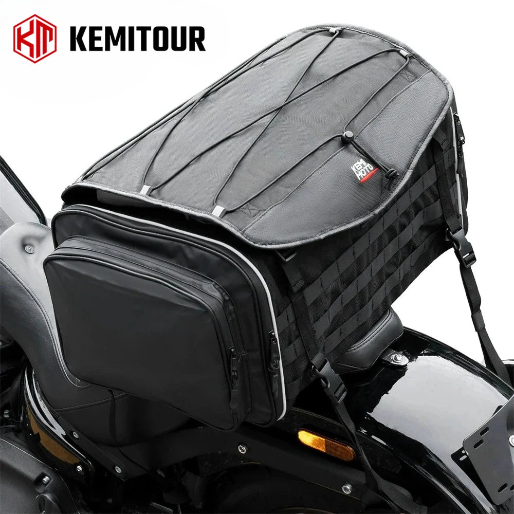 KEMITOUR Expandable Motorcycle Tail Bag – Waterproof Seat Pack Motorcycle Tail Bag Nixie