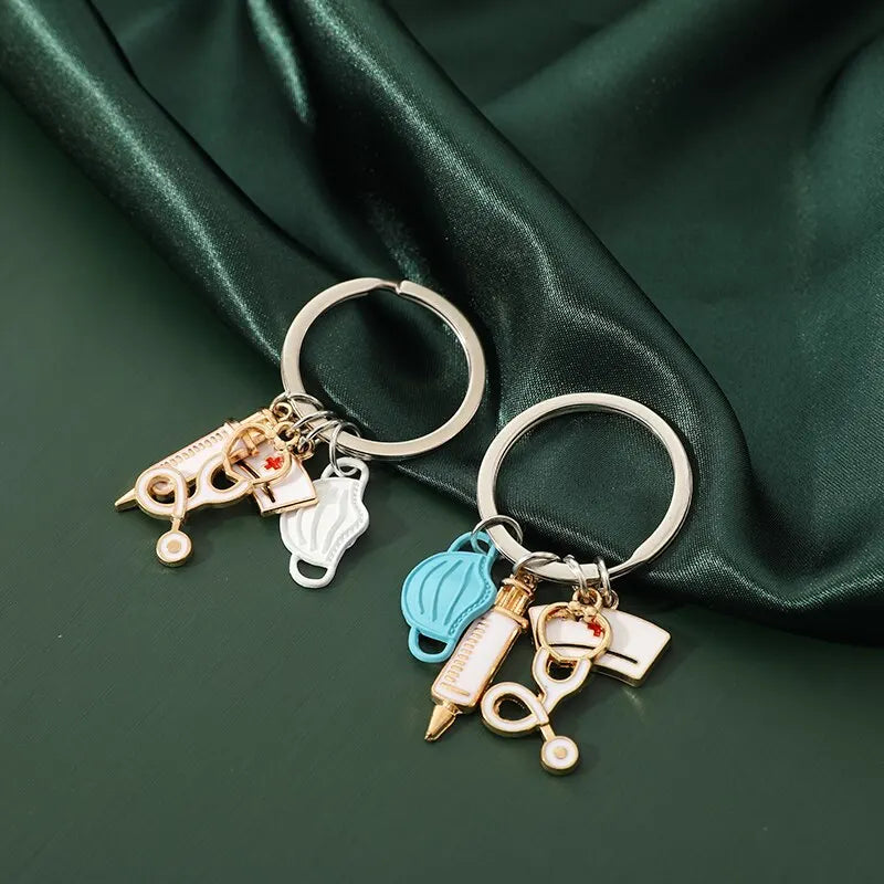 3-Piece Medical Theme Keychain Set – Nurse Doctor Quirky Style Novelty Keychain Set Nixie