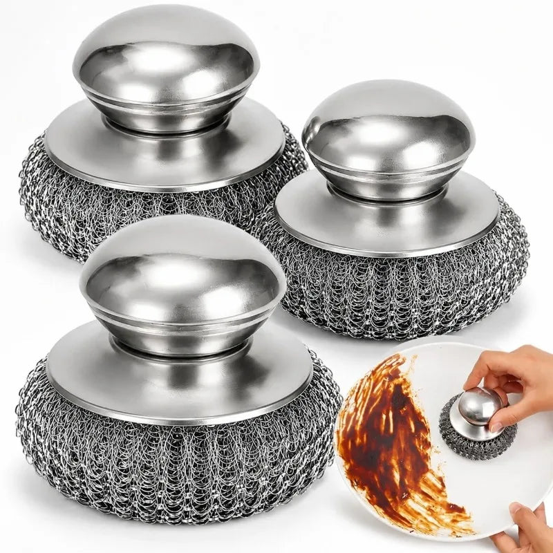 Stainless Steel Pot Brush with Handle – Heavy Duty Scrubber