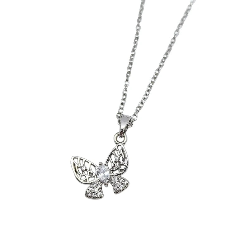 Butterfly Pendant Necklace | Stainless Steel Clavicle Chain Pendant Necklace Nixie