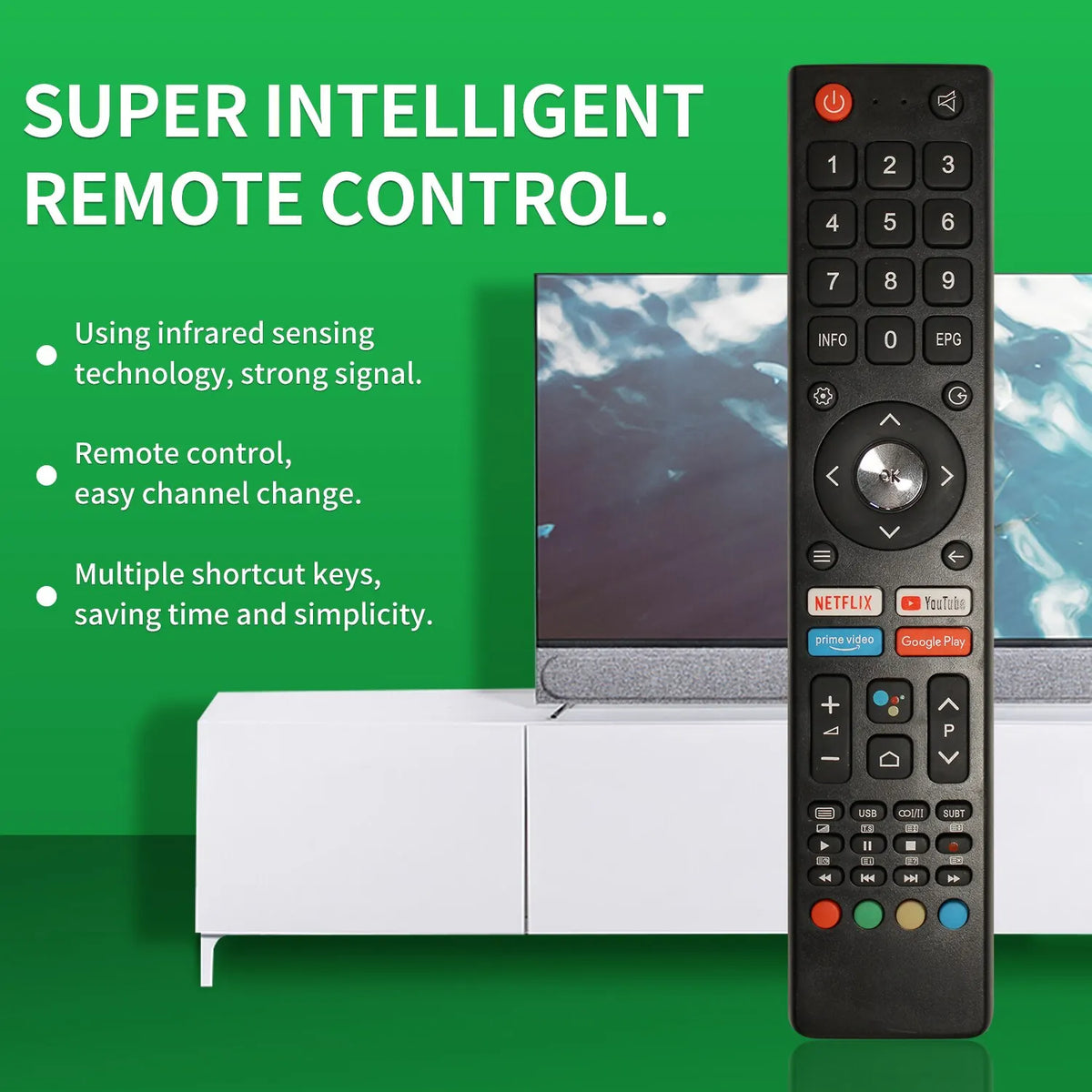 CHIQ TV Replacement Remote Control GCBLTV02ADBBT – IR Wireless TV Remote Control Nixie