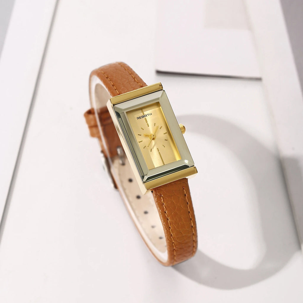Women's French Retro Gold Quartz Watch | Leather Strap