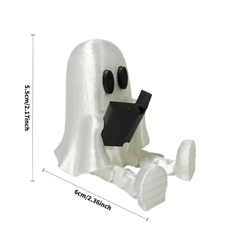 3D Printed Articulated Ghost Figurine | Cute Halloween Desk Decor Halloween Figurine Nixie