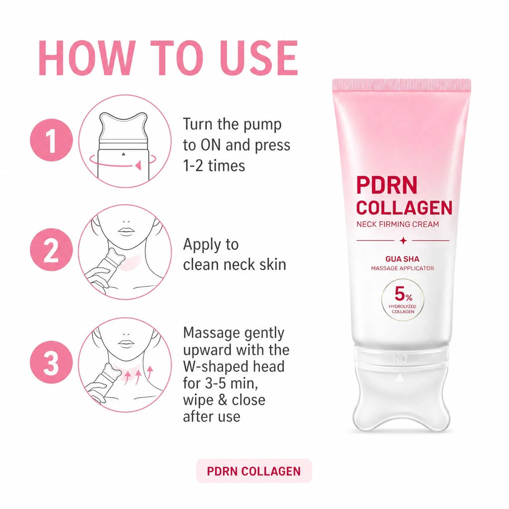 PDRN Collagen Neck Cream with Gua Sha Roller | Firming & Hydrating Neck Firming Cream Nixie