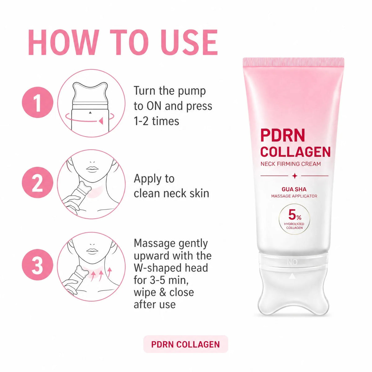 PDRN Collagen Neck Cream with Gua Sha Roller | Firming & Hydrating Neck Firming Cream Nixie