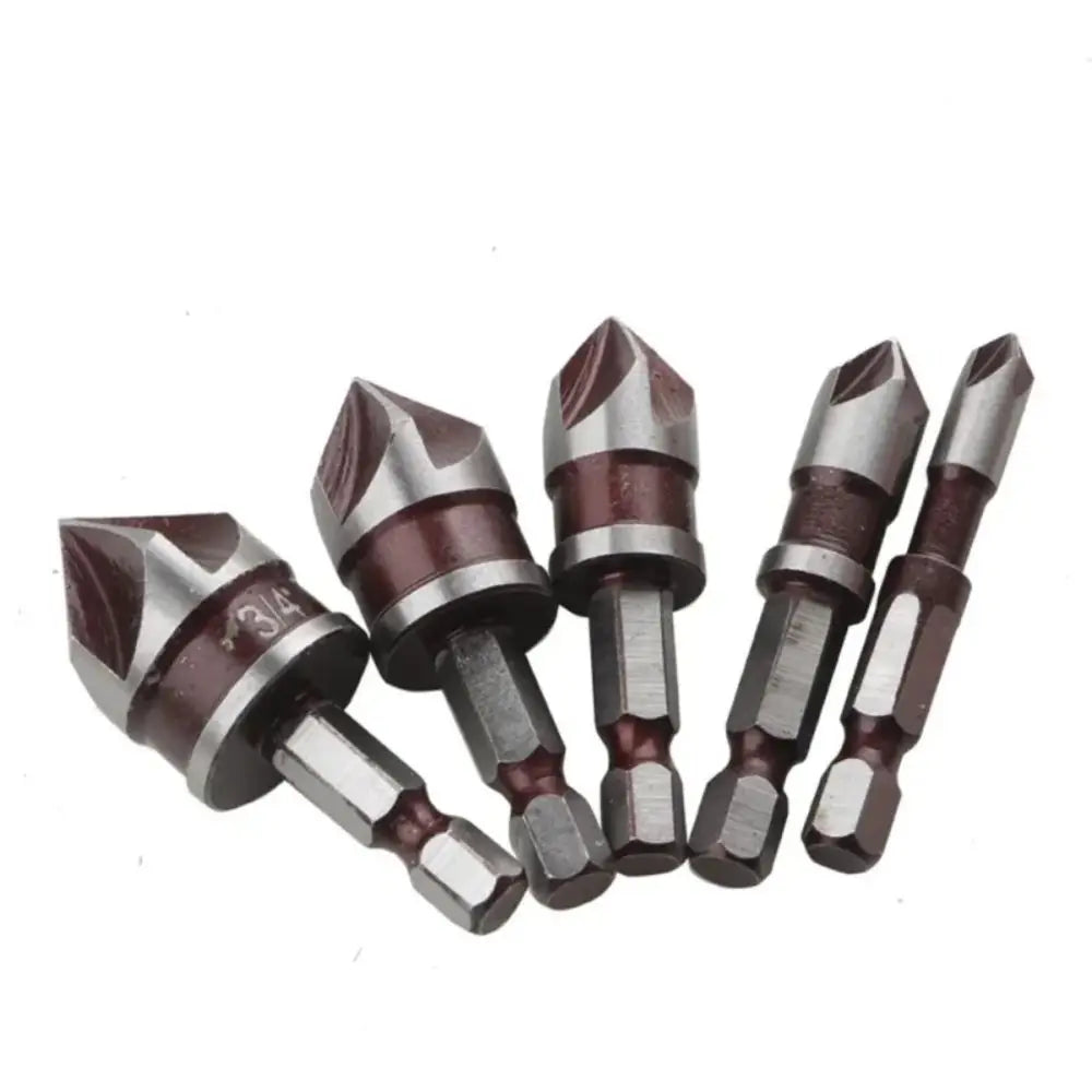 5-Piece Countersink Drill Bit Set | 1/4"–3/4" Hex Shank Countersink Drill Bits Nixie