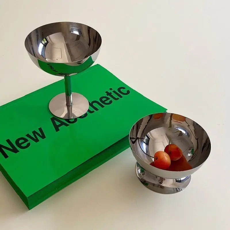 Stainless Steel Retro Goblet Ice Cream Dessert Bowl & Fruit Cup Dessert Serving Goblet Nixie