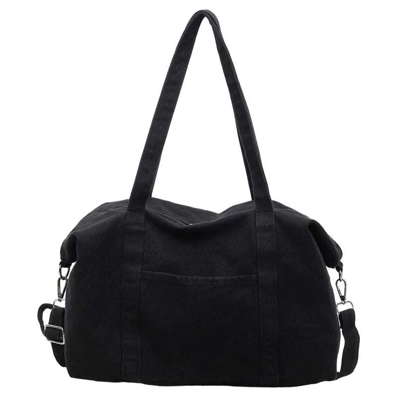 Large Canvas Tote Bag – Minimalist Crossbody & Shoulder Handbag Canvas Tote Bag Nixie BB-1276Black