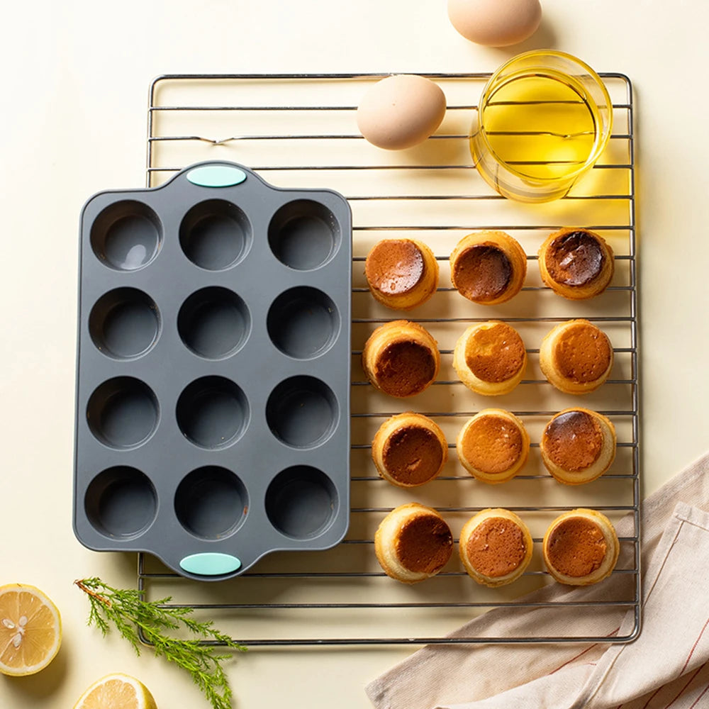 Silicone Muffin Pan 6 & 12-Cavity Non-Stick Cupcake Baking Mold Silicone Baking Pan Nixie