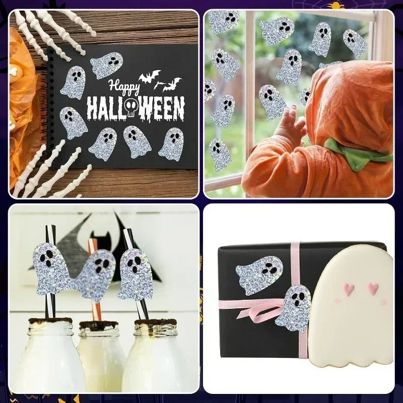 500Pcs Halloween Bat Stickers Roll – Laser Glitter Waterproof Craft Sticker Roll Nixie