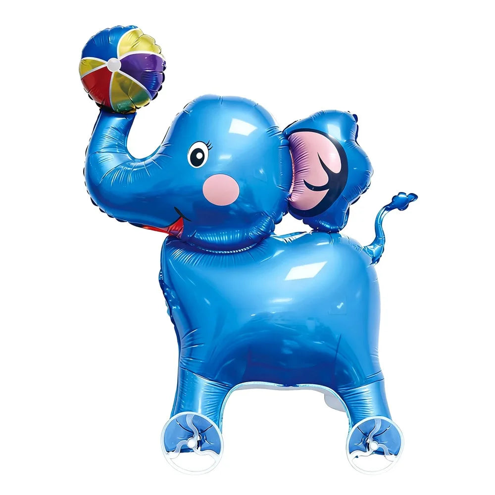 4D Dinosaur Walking Foil Balloon with Wheels | Party Décor Party Foil Balloon Nixie Blue Elephant as show