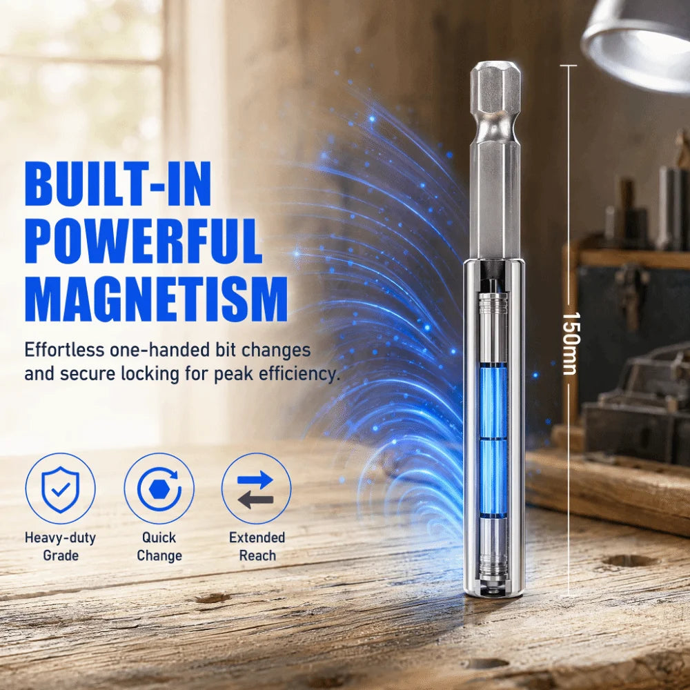 3-Piece 1/4" Hex Magnetic Bit Holder – 2, 4 & 6 Inch CRV Magnetic Bit Holder Nixie