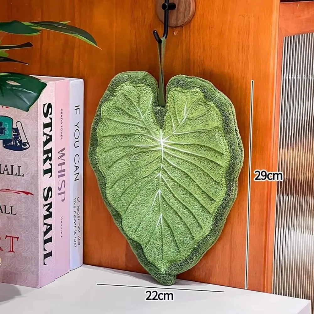 Cartoon Leaf Coral Velvet Hand Towel – Kitchen & Bathroom Hand Towel Nixie