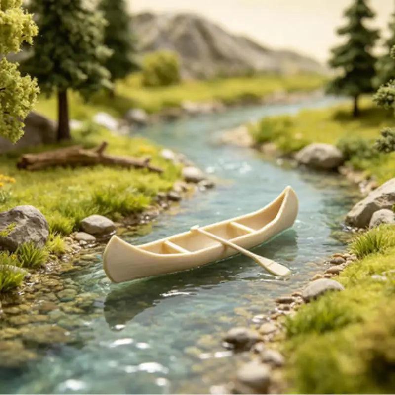 Miniature Canoe Boat Model Figurine Desktop Dollhouse Ornament Miniature Figurine Ornament Nixie