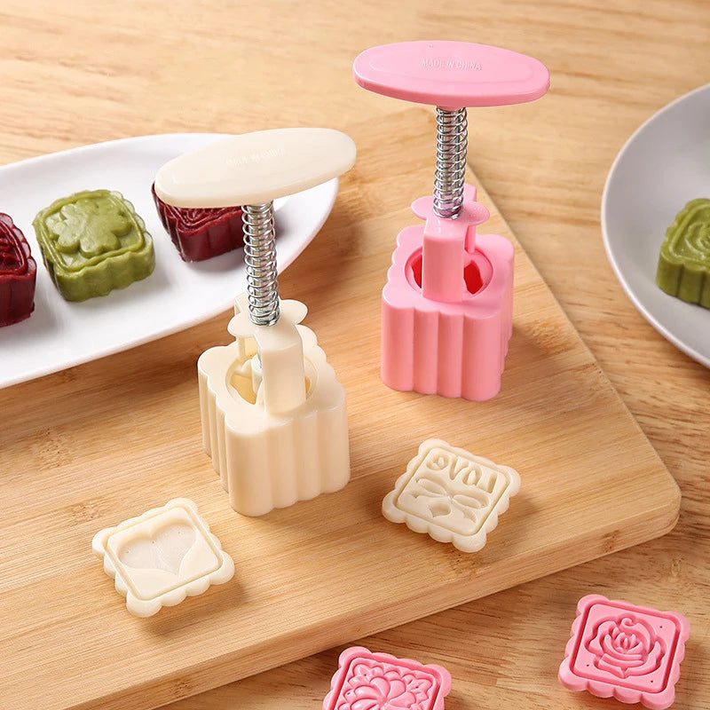 5-Piece Mooncake Mold Set | Hand Press Pastry Baking Stamps Pastry Baking Mold Nixie