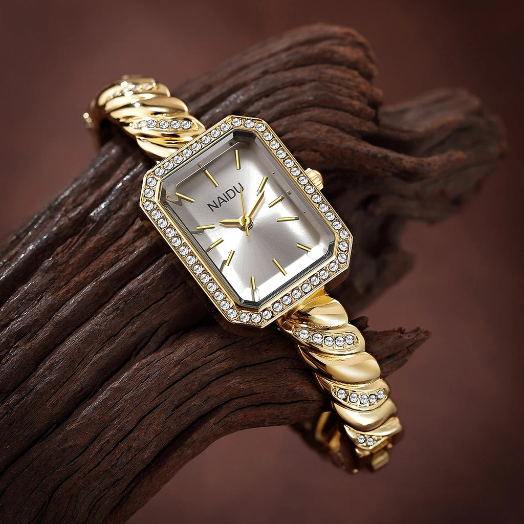 Casual Luxury Bracelet Watch – Quartz, Alloy, Numberless Dial Bracelet Watch Nixie